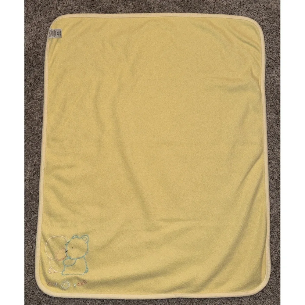 Vtg Carter's‎ Child Of Mine Unisex Blanket Baby Hugs Bear Duck Yellow Fleece